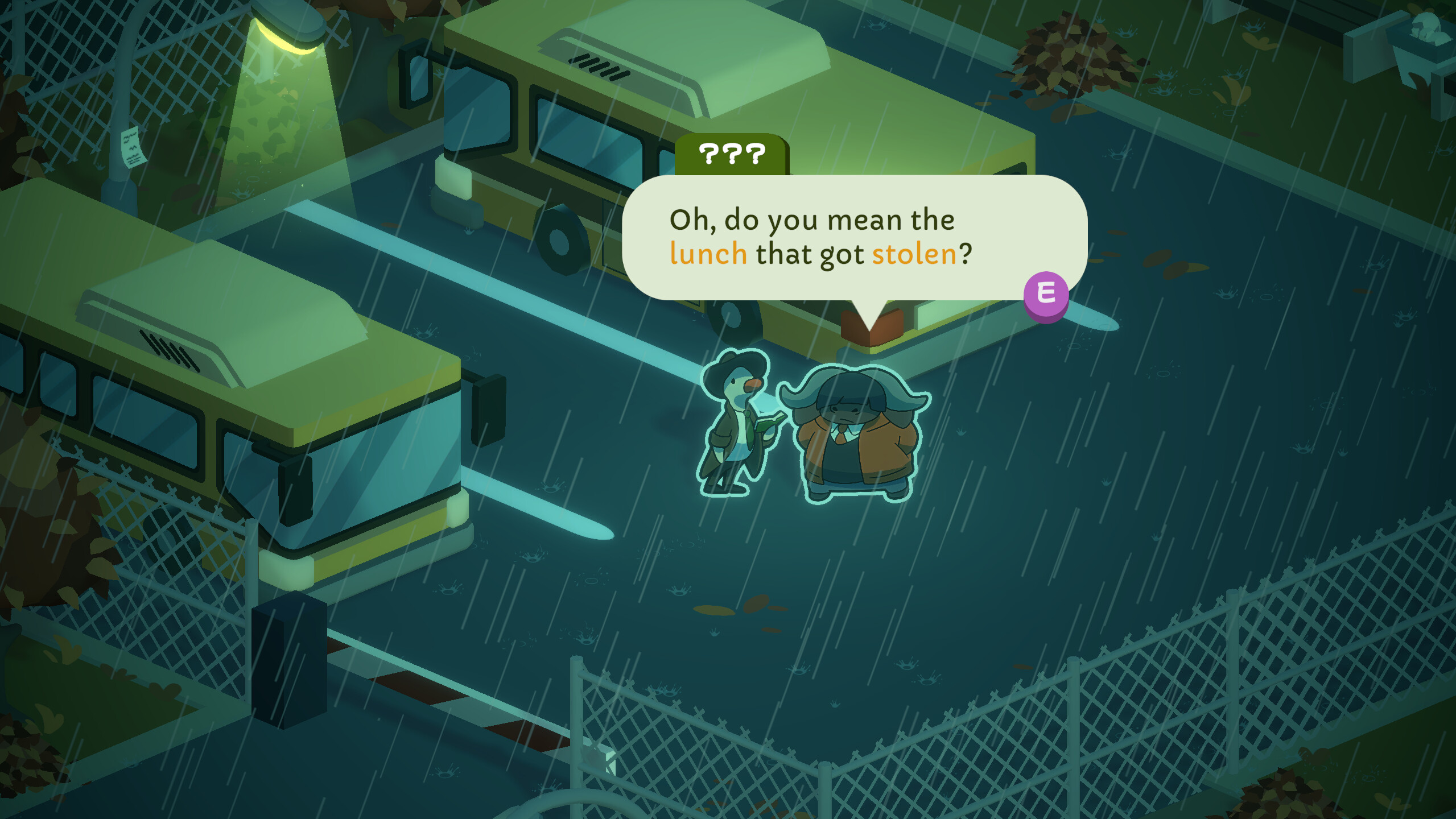 A screenshot from Duck Detective: The Secret Salami