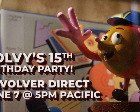 An image of Volvy, a mole/potato-like creature. It reads: Volvy's 15th birthday bash! Devolver Direct, June 7 @ 5 p.m. Pacific