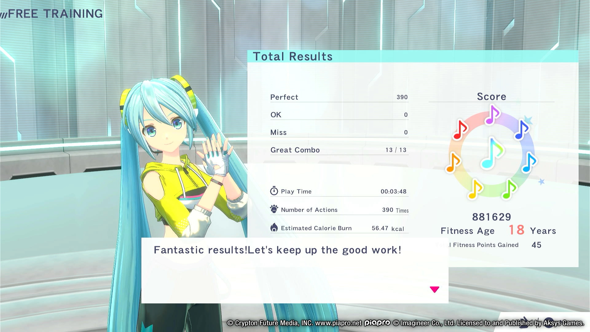 A screenshot from Fitness Boxing feat. Hatsune Miku.