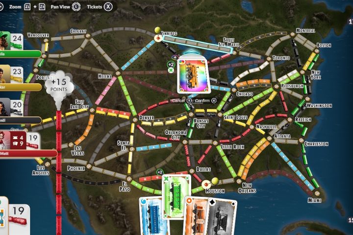 A screenshot from Ticket To Ride on Nintendo Switch