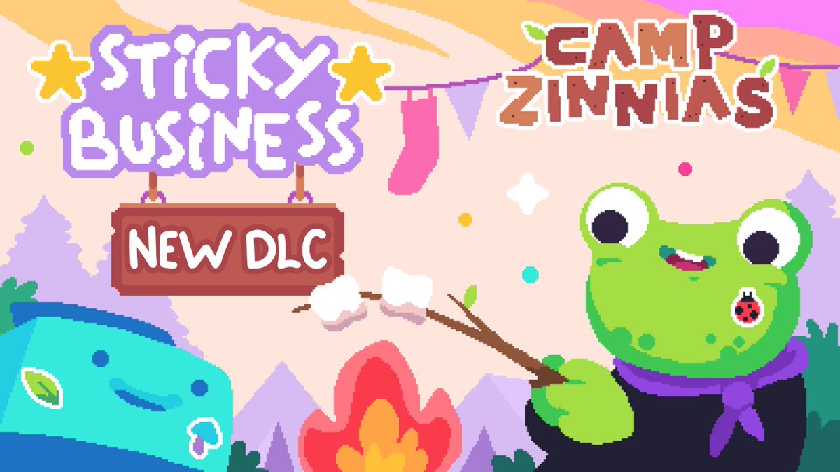 Art for Sticky Business' Camp Zinnias DLC.