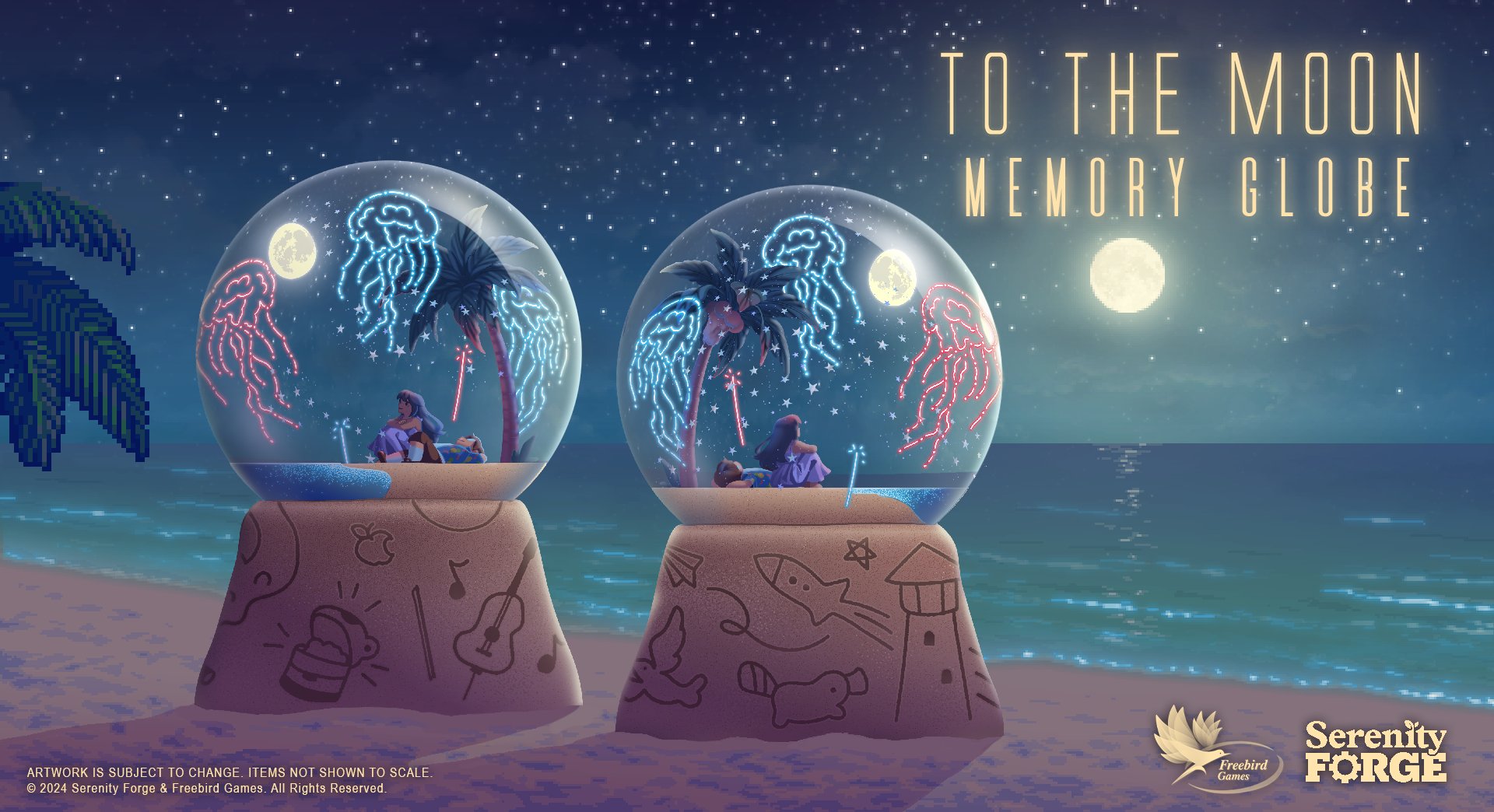 Artwork featuring the Memory Globe collectible for To The Moon.