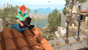 A screenshot of Sauge sitting on a roof in Caravan SandWitch.