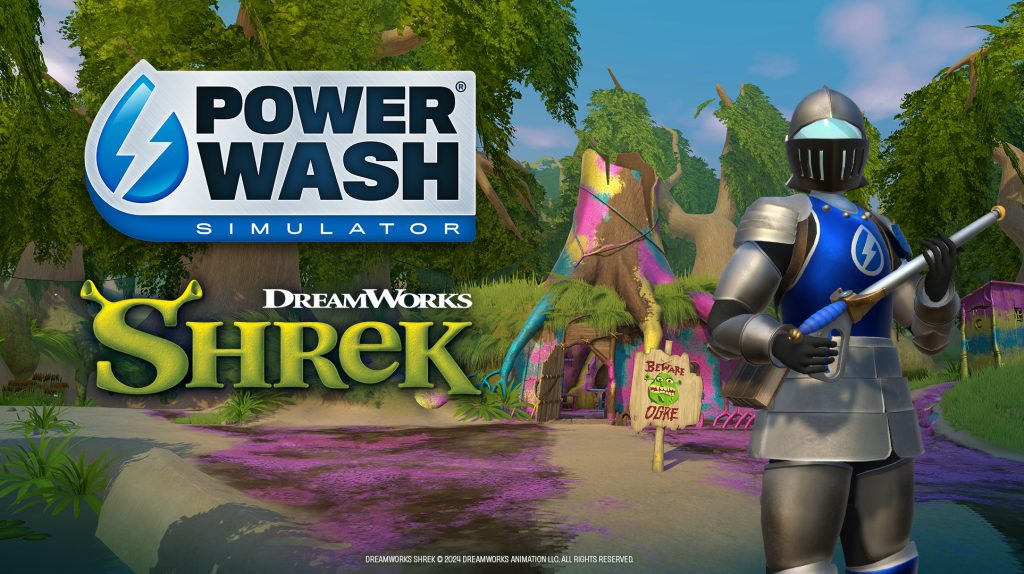 The key art for PowerWash Simulator's Shrek Special Pack DLC.