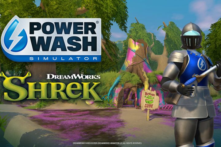 The key art for PowerWash Simulator's Shrek Special Pack DLC.