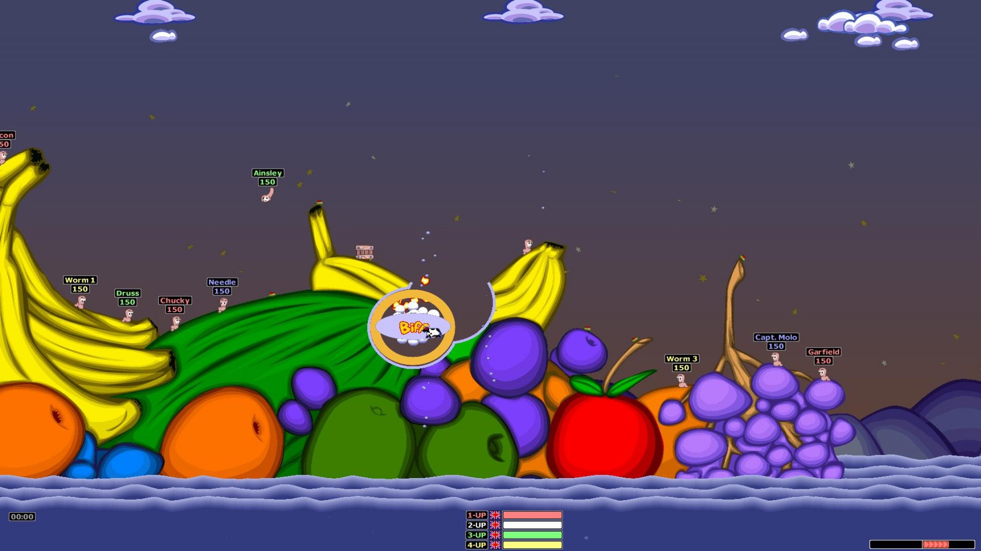 A screenshot from Worms Armageddon