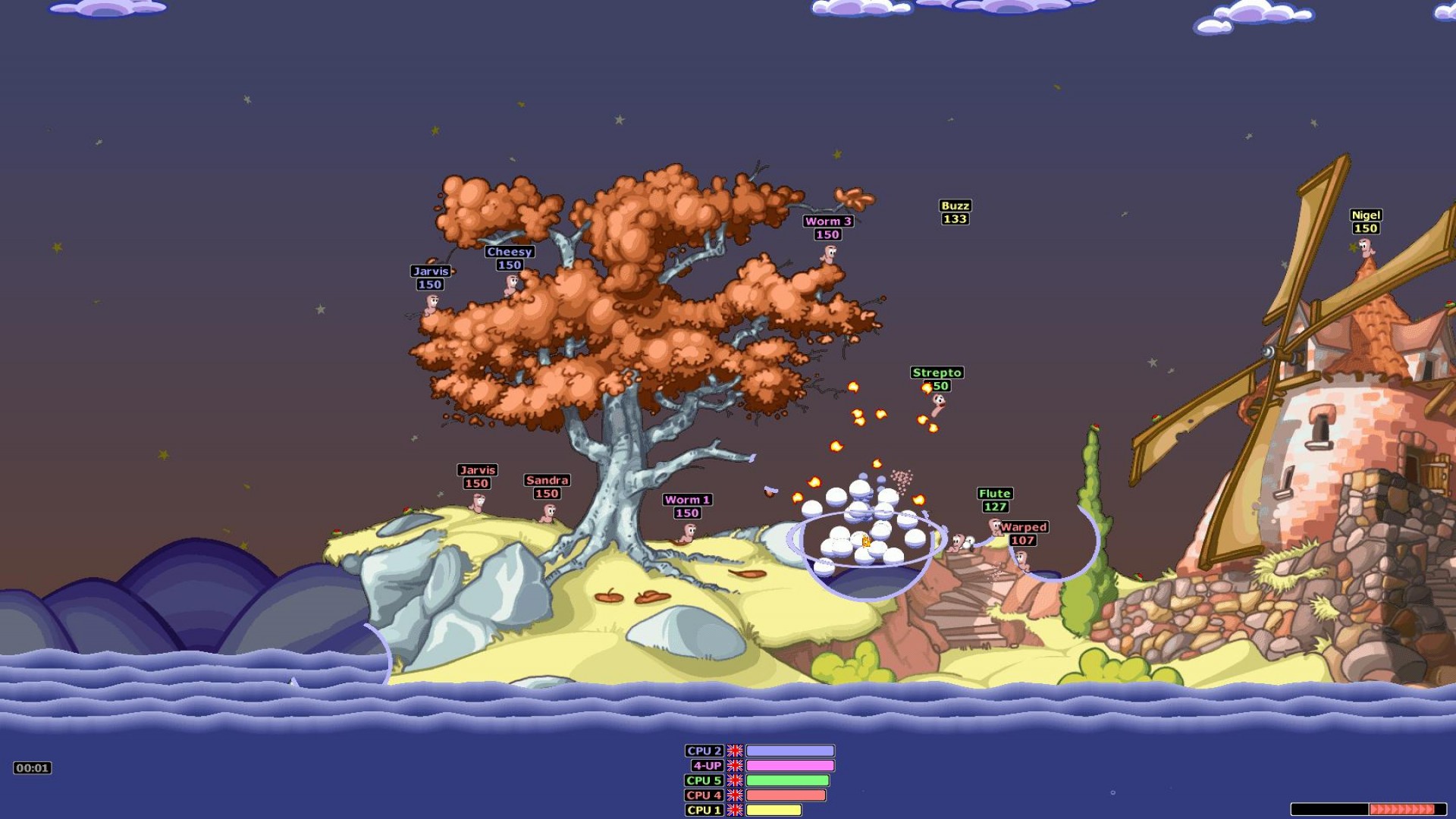 A screenshot from Worms Armageddon