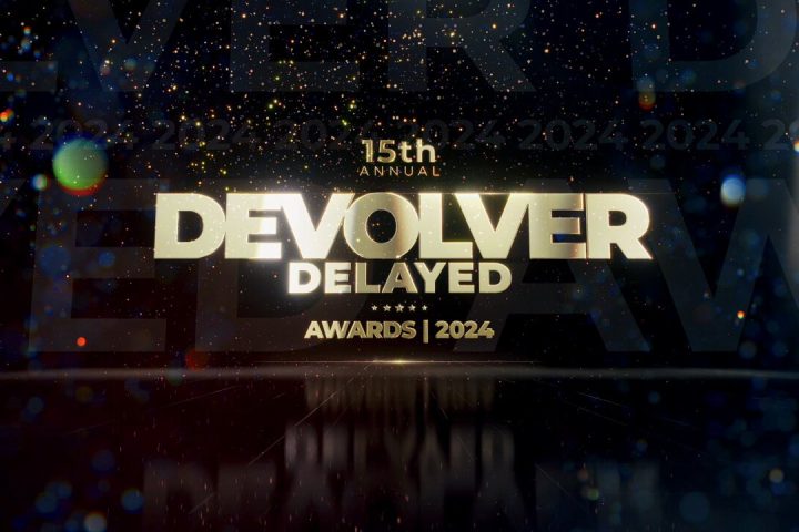 The title card for the 15th Annual Devolver Delayed Awards. (It's not really the 15th.)