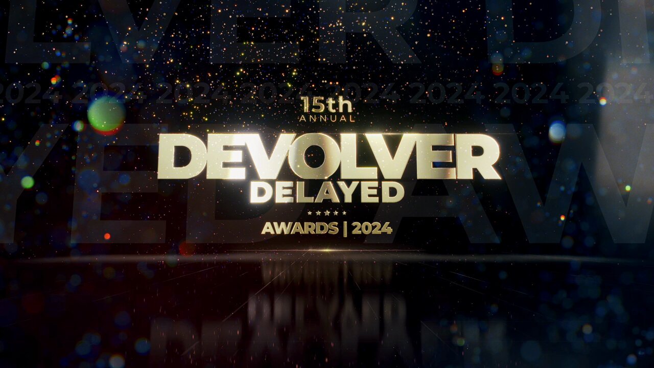 The title card for the 15th Annual Devolver Delayed Awards. (It's not really the 15th.)