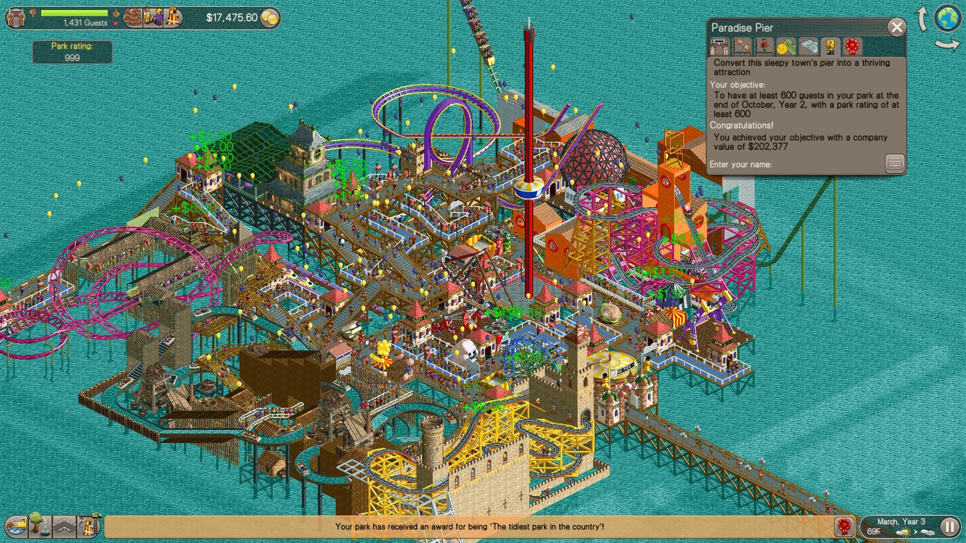 A screenshot from RollerCoaster Tycoon Classic