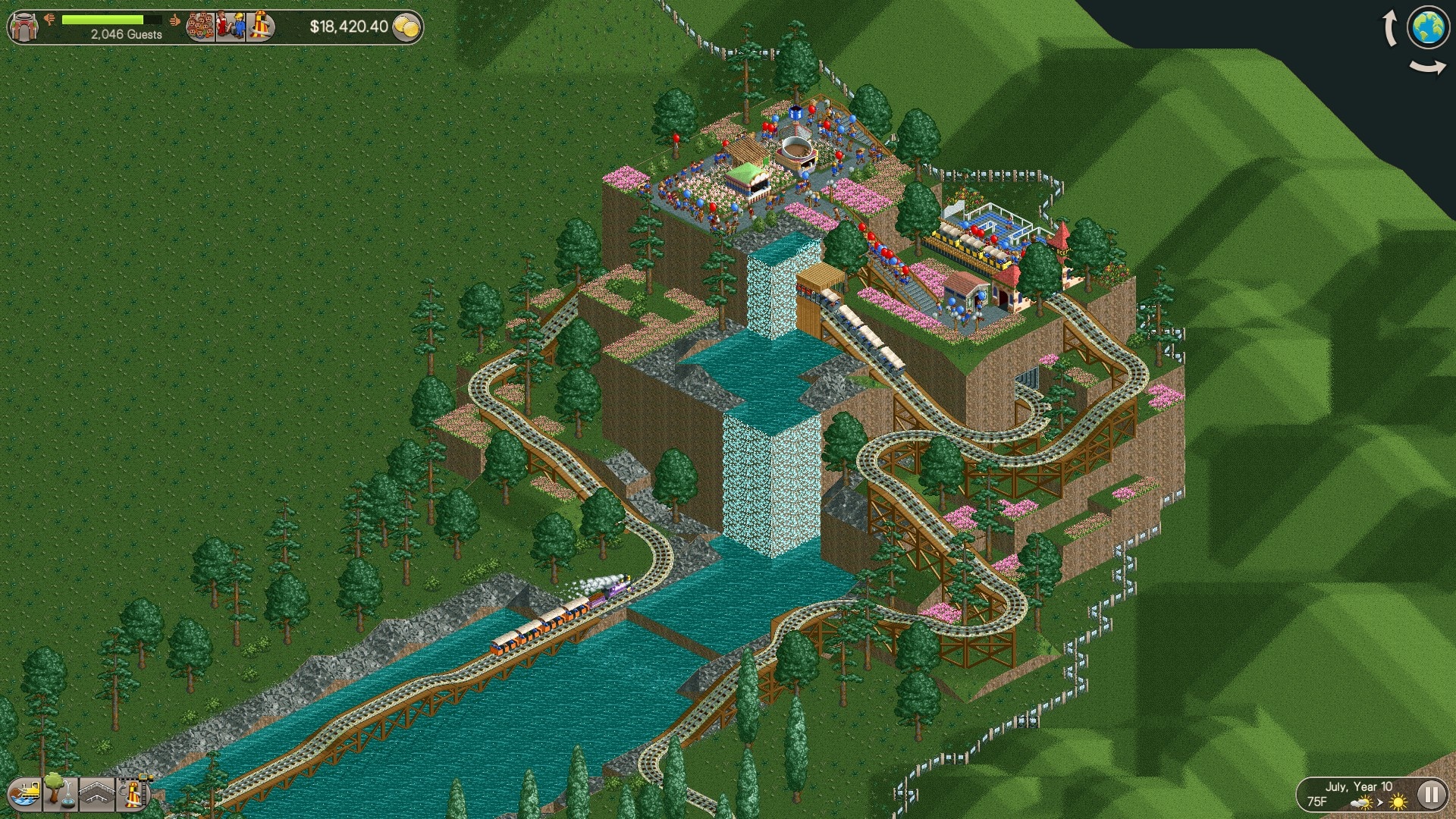 A screenshot of RollerCoaster Tycoon Classic