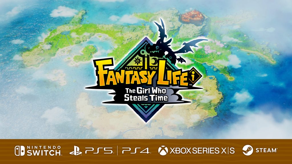 A graphic for Fantasy Life i: The Girl Who Steals Time with its logo, listing its platforms at the bottom: Nintendo Switch, PS5, PS4, Xbox Series X|S, PC.