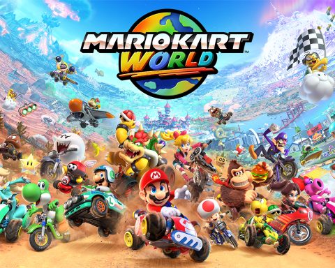 The key art for Mario Kart World.