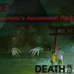 A still from the opening movie of Spirit Hunter: Death Mark's seventh chapter, with the Death Mark logo in black in the bottom right corner.
